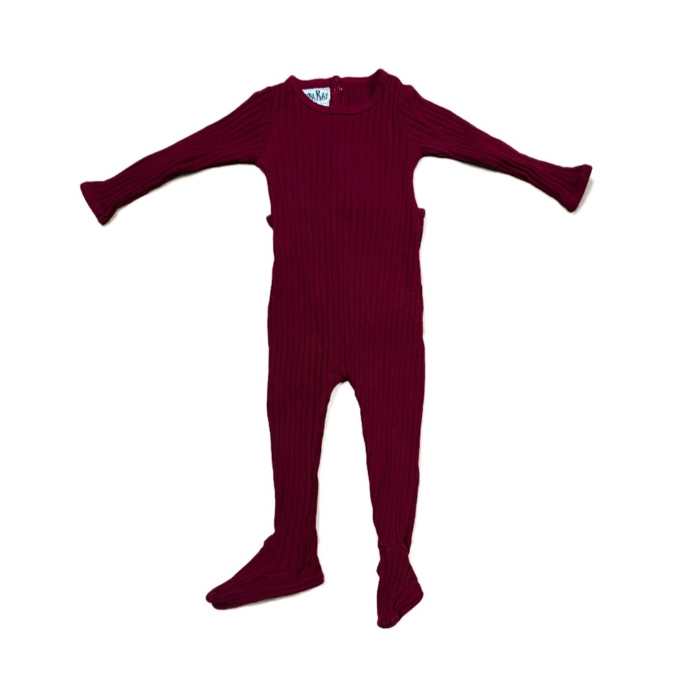 Hanna Kay Maroon Red Ribbed Long Sleeve Footie Baby Size 9M